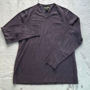Eddie Bauer Mens Cotton Cashmere V Neck Sweater Dark Purple Size TL LG